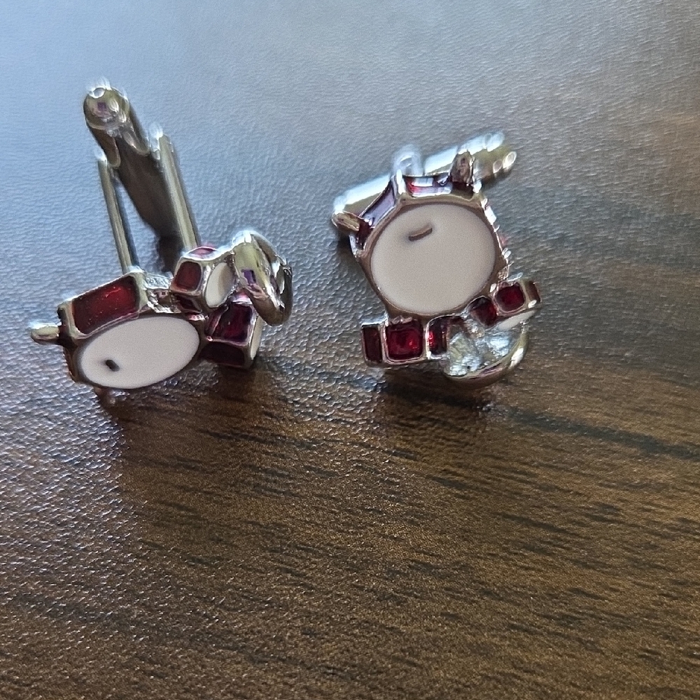 Silver and Red Drum Cuff Links